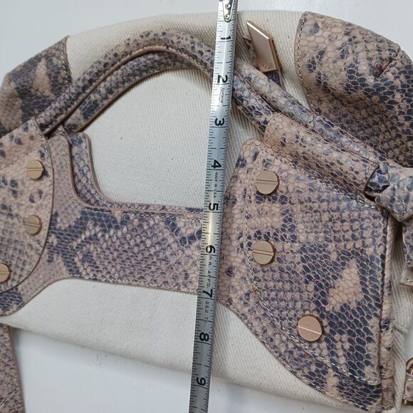 Foly + Corina Women's Crossbody Bag Snake Skin Leather Cream - Picture 8 of 13